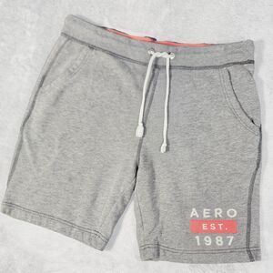 Vintage Aeropostale Shorts Mens Medium Heathered Gray Knit Embroidered Y2K Retro